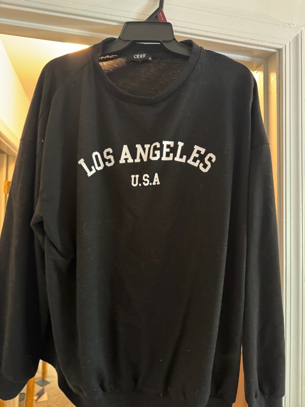 Cider Black Crewneck Sweatshirt with White 'Los Angeles U.S.A' Print
